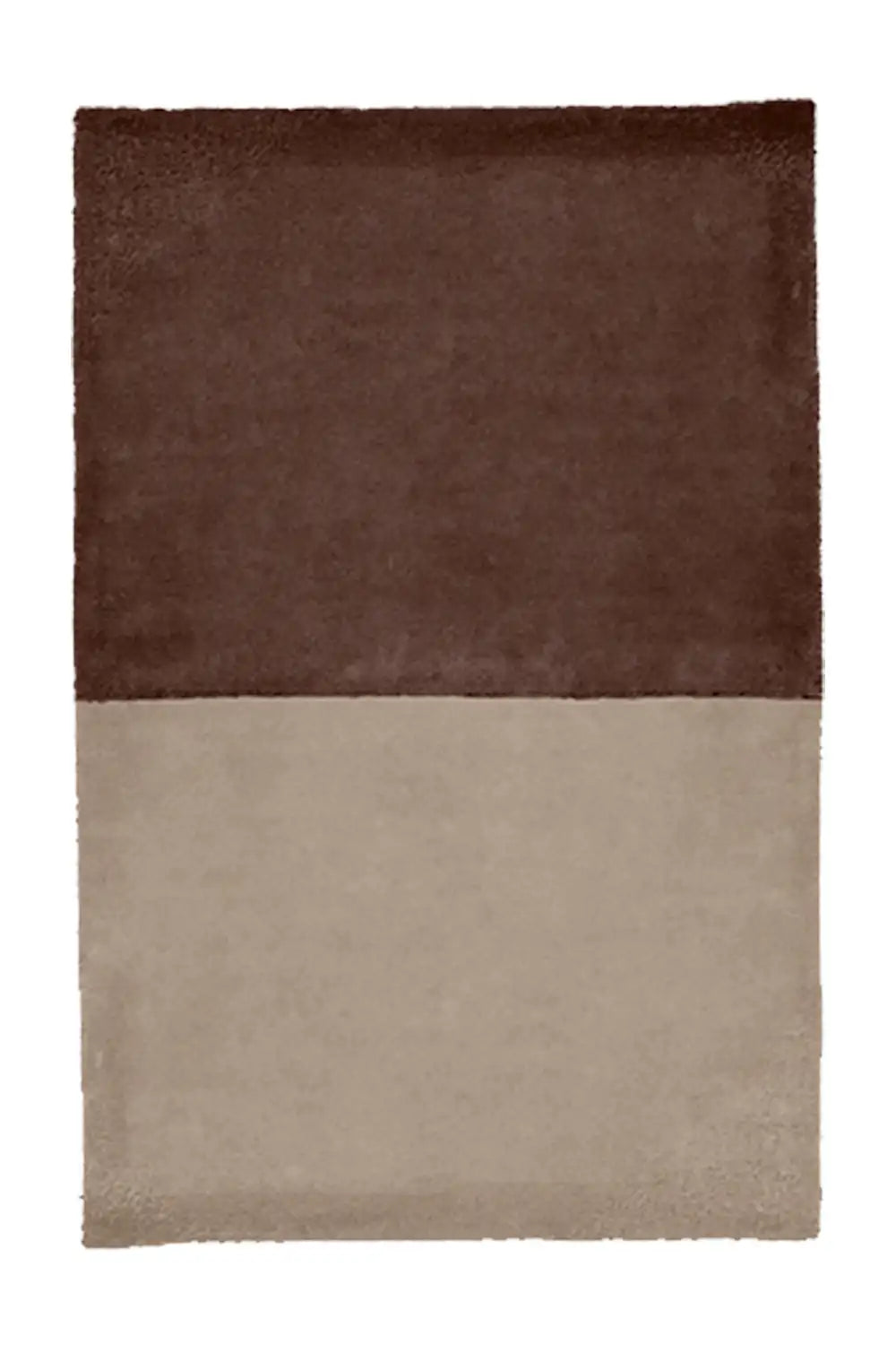 Espresso and taupe wool rug, neutral minimalist two-tone area rug