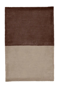 Espresso and taupe wool rug, neutral minimalist two-tone area rug