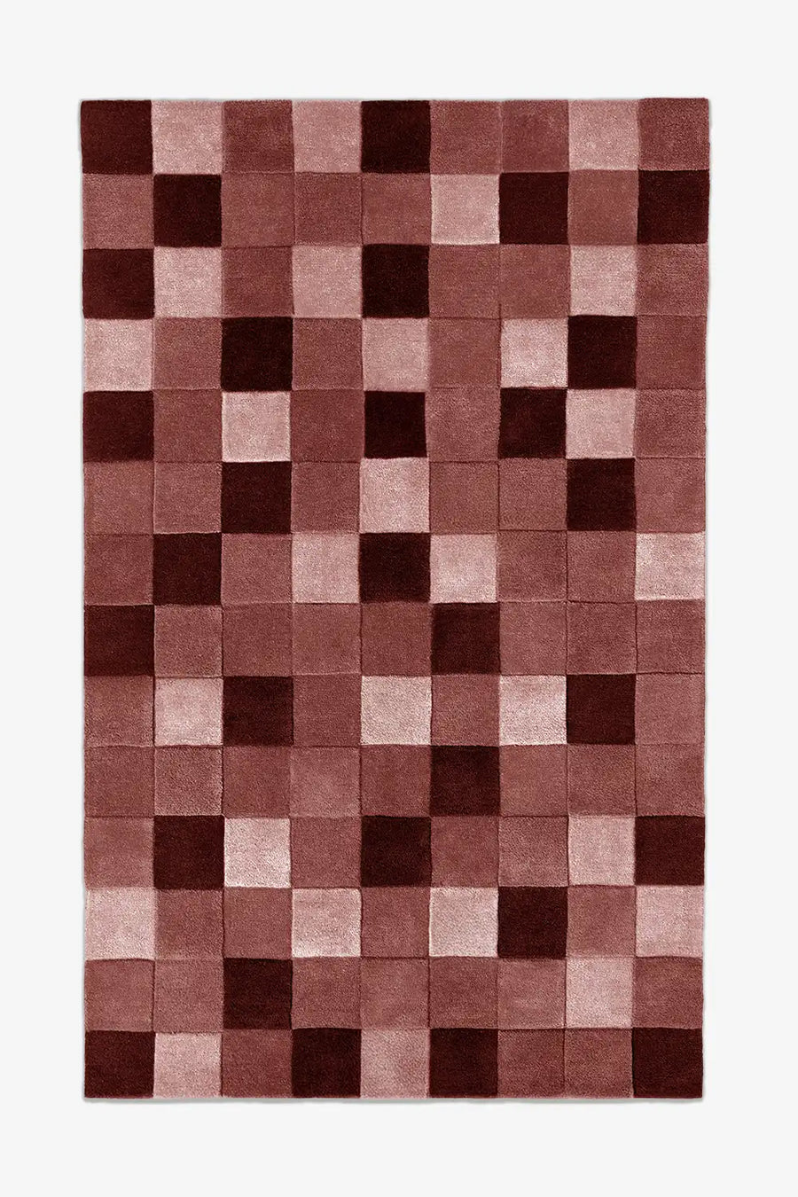 Burgundy Checkered Hand Tufted Wool Rug