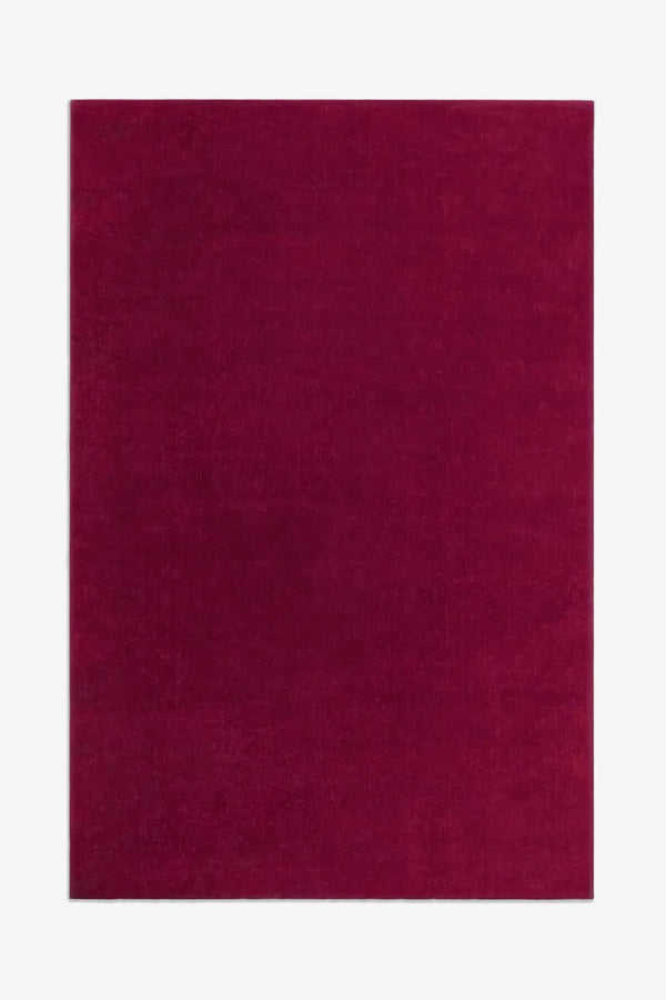 6x8 deep burgundy pink hand tufted wool rug for colorful, boho, and moody interiors