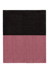 Black and dusty pink wool rug, modern textured rug for minimalist homes
