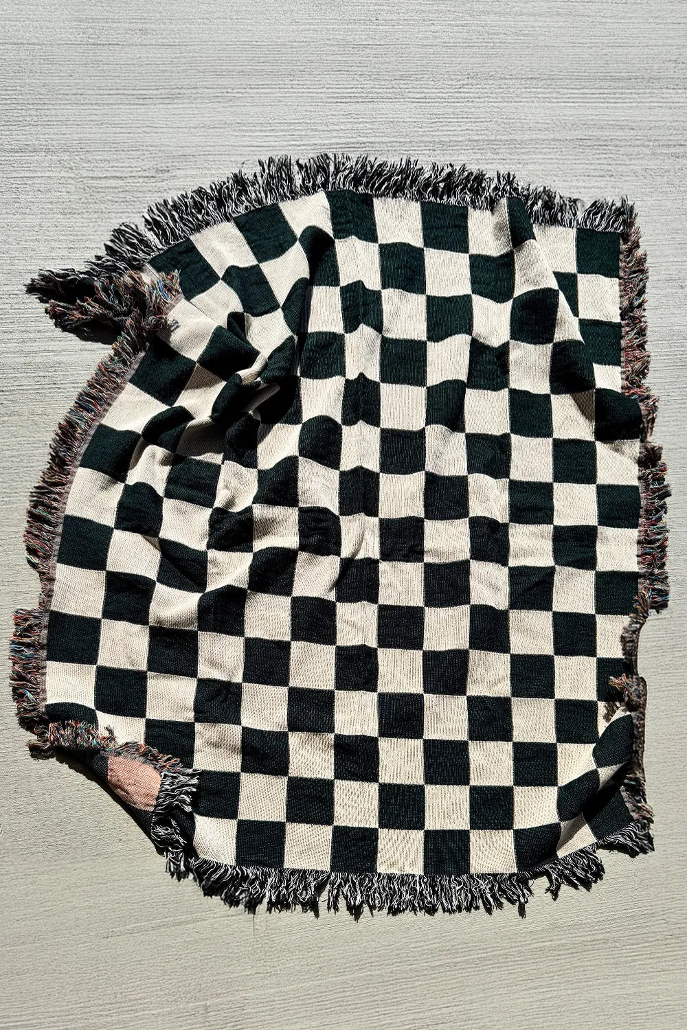 Black and White Checkered Cotton Woven Blanket