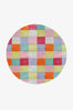 Colorful Checkered Hand Tufted Round Wool Rug