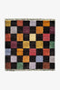 Colorful Checkered Hand Knotted Square Wool Rug