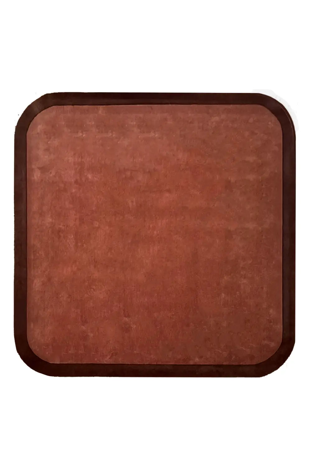 10x10 brown square rug with hand-tufted wool texture.
