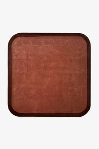 10x10 brown square rug with hand-tufted wool texture, ideal for warm-toned living spaces or bedrooms
