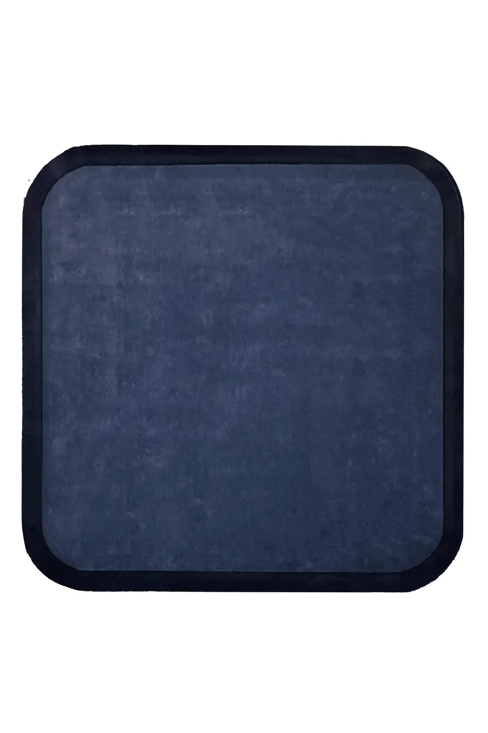 Modern square wool rug in navy blue
