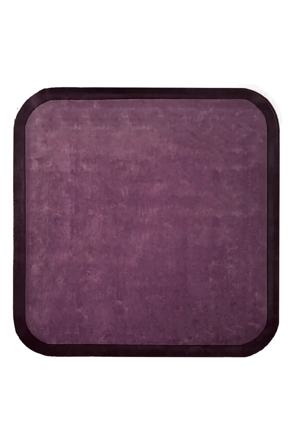 Soft, luxury square area rug in deep purple wool.
