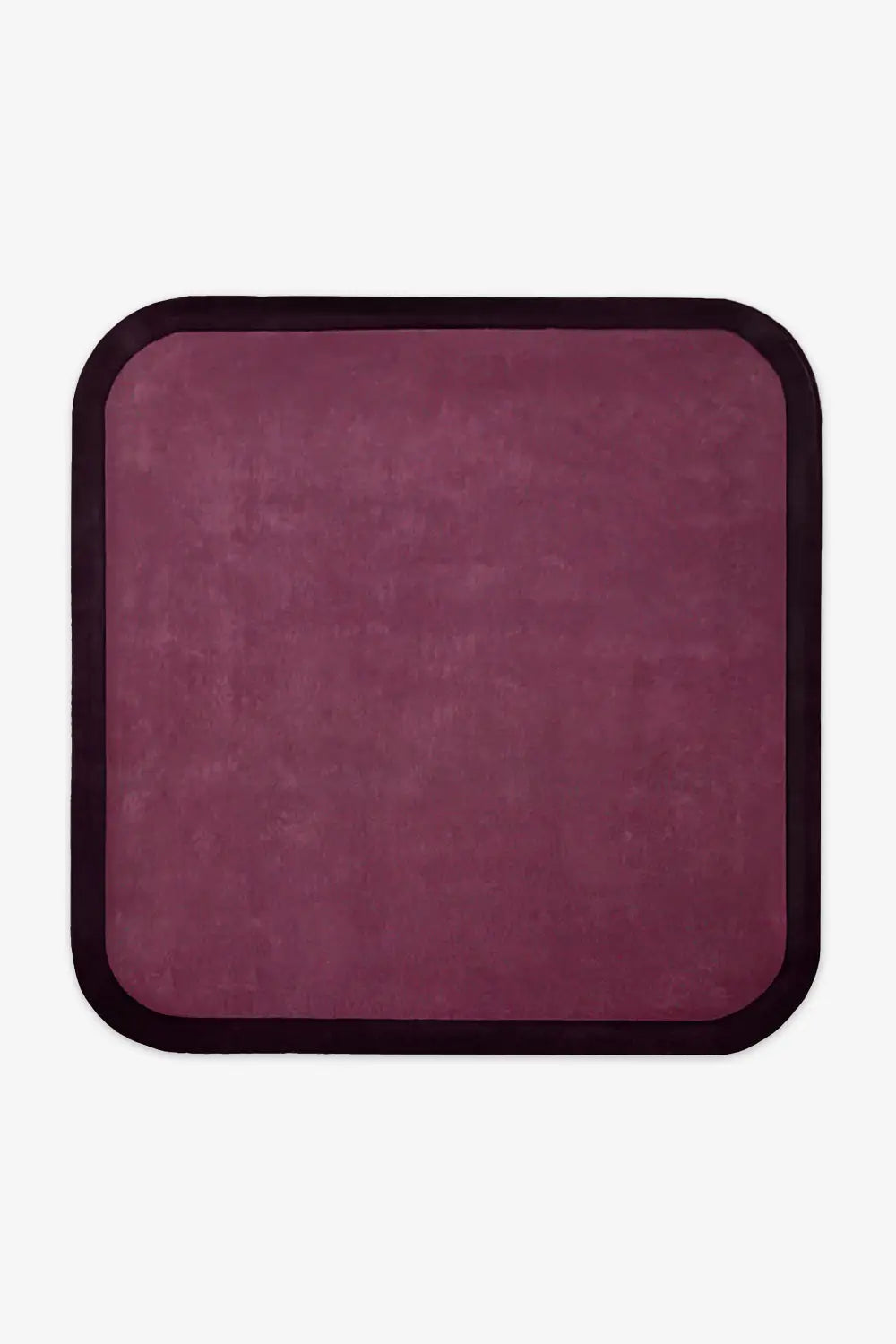Deep purple modern square wool rug with rounded edges, stylish in colorful eclectic or contemporary interiors
