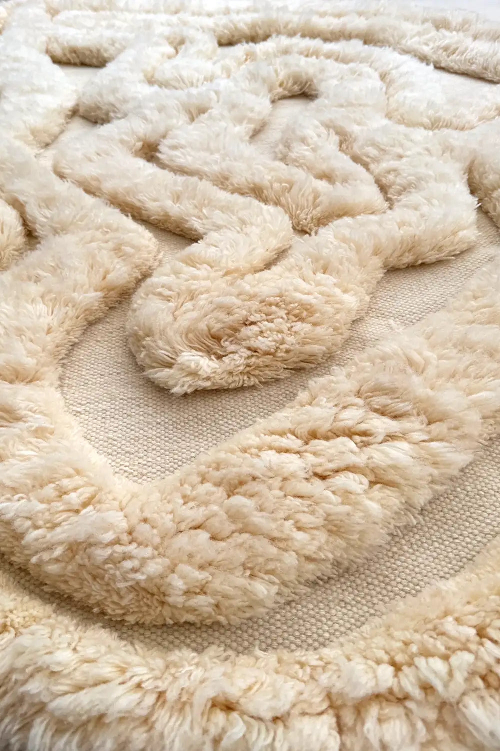 Rolling Tides Organic Shaped Shag Wool Rug