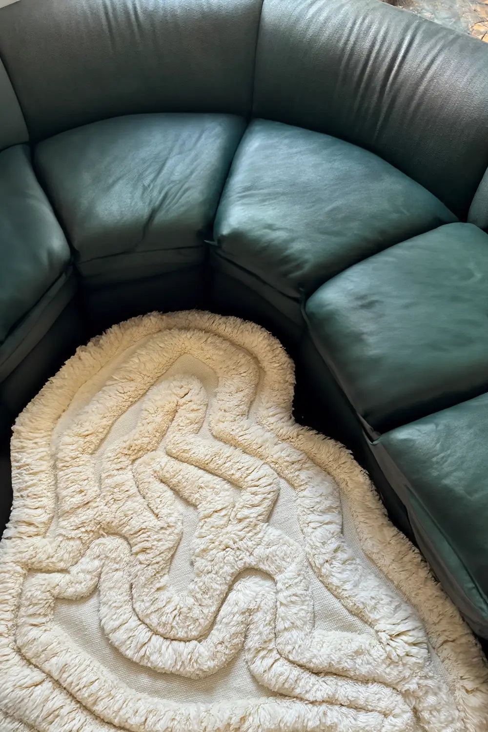 Rolling Tides Organic Shaped Shag Wool Rug