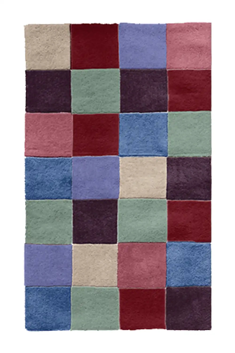 Vibrant multicolor checkerboard rug, funky colorful wool rug for bedrooms