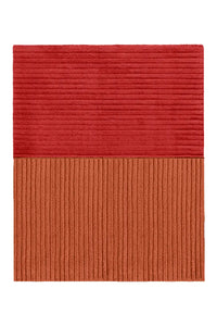 bright orange wool rug, colorful earthy area rug for boho living rooms