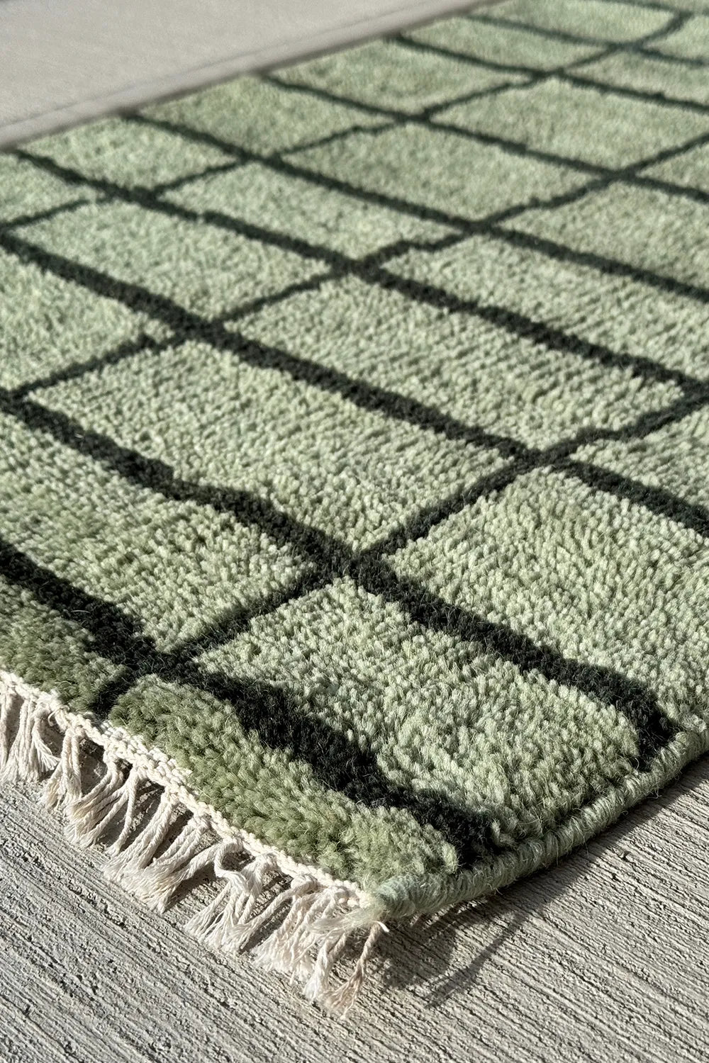 Modern Gridline Hand-Knotted Wool Rug in a rectangular design, perfect for living rooms