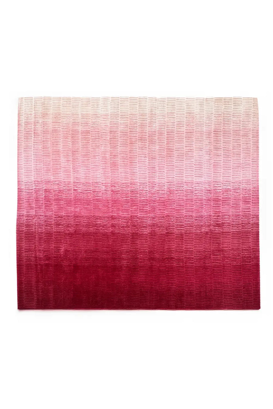 Pink Ombre Hand-Loomed Wool Square Rug in Hot Pink and Blush Shades