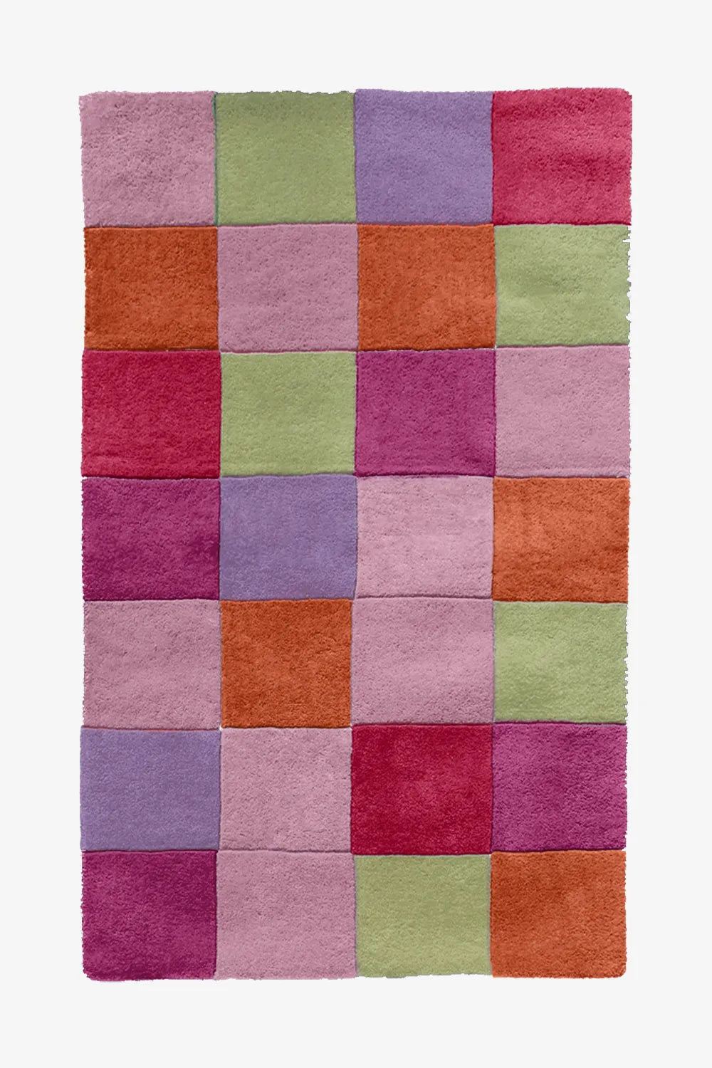 Pastel and bold colorblock wool rug, funky modern living room rug
