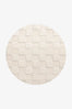 Soft Cream Checkered Hand Tufted Round Wool Rug