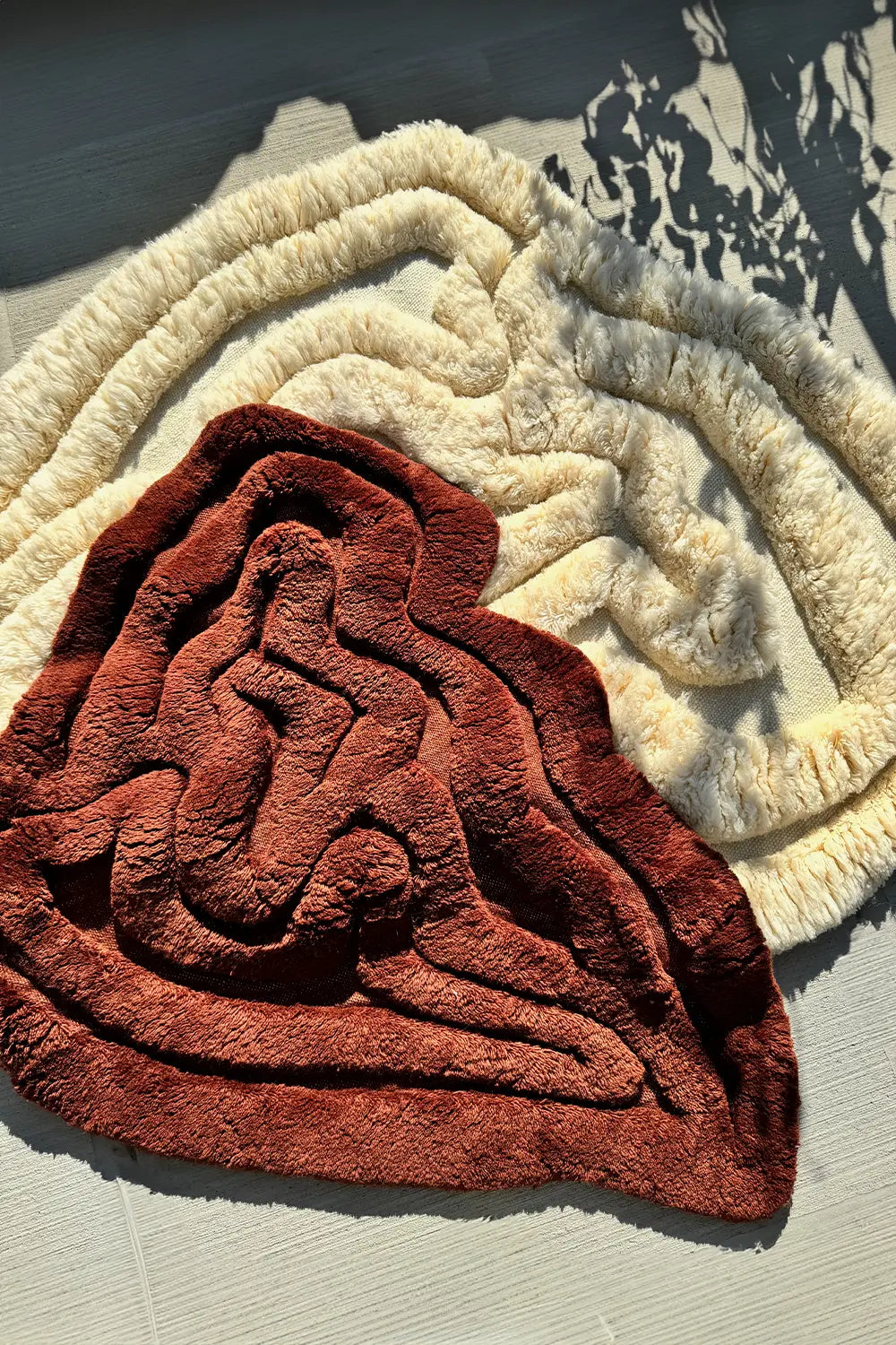 Rolling Tides Organic Shaped Shag Wool Rug