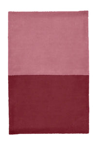 Rose and deep red two-tone wool rug, colorful modern bedroom rug