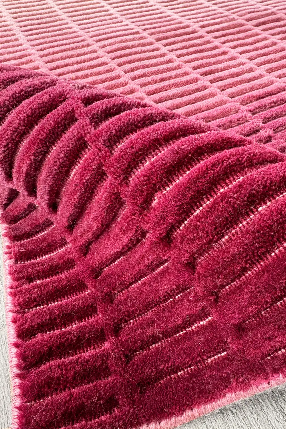 Pink Ombre Hand-Loomed Wool Square Rug