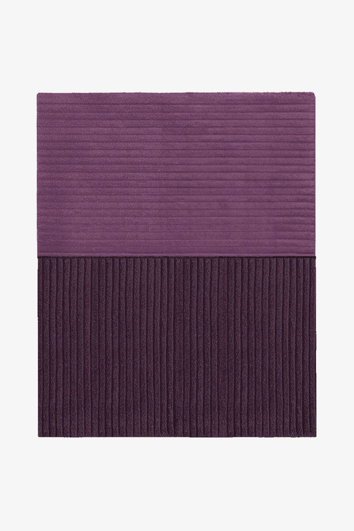 Deep violet and plum striped wool rug, bold modern rug for creative interiors