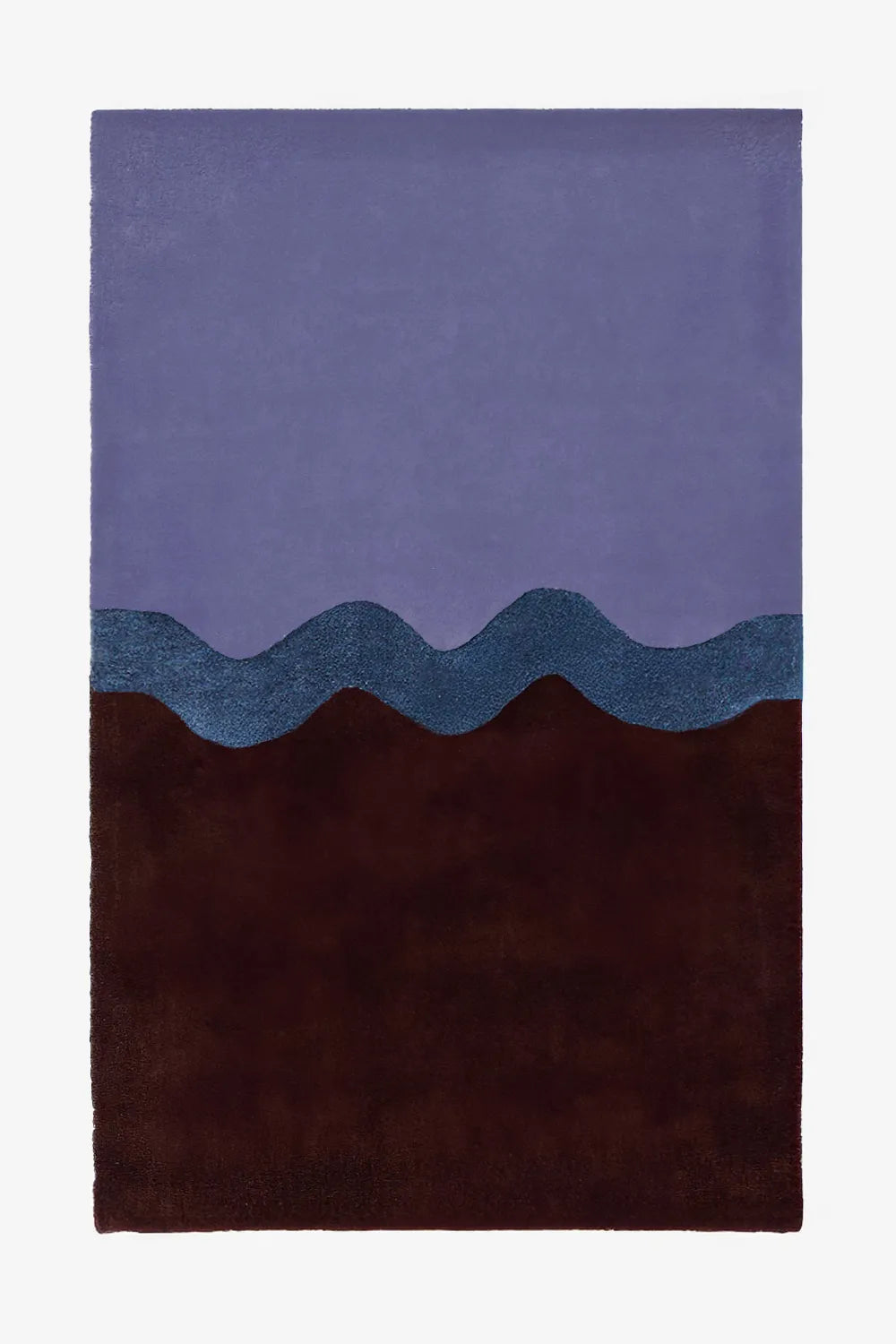 8x10 Hand-tufted purple and brown area rug with sculptural wavy design for modern living rooms and bedrooms

