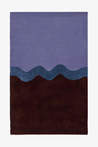 8x10 Hand-tufted purple and brown area rug with sculptural wavy design for modern living rooms and bedrooms

