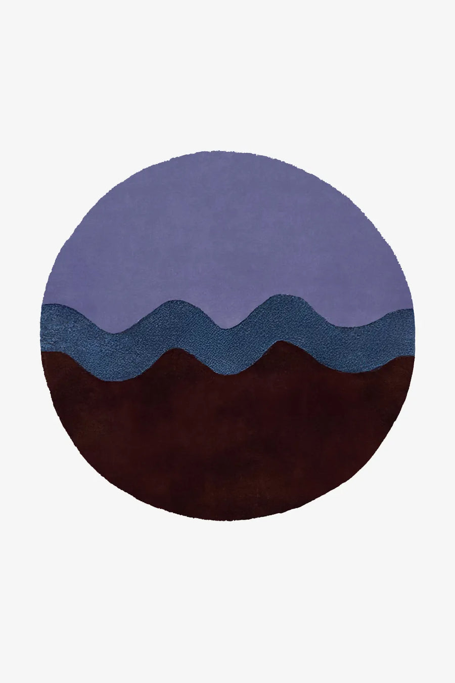 Neapolitan Blue and Brown Hand Tufted Round Wool Rug