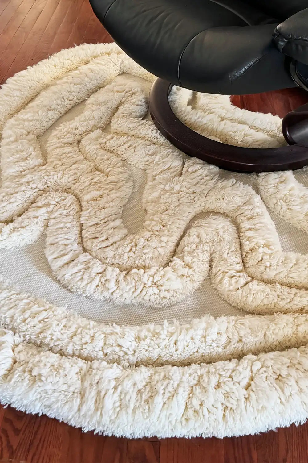 Rolling Tides Organic Shaped Shag Wool Rug