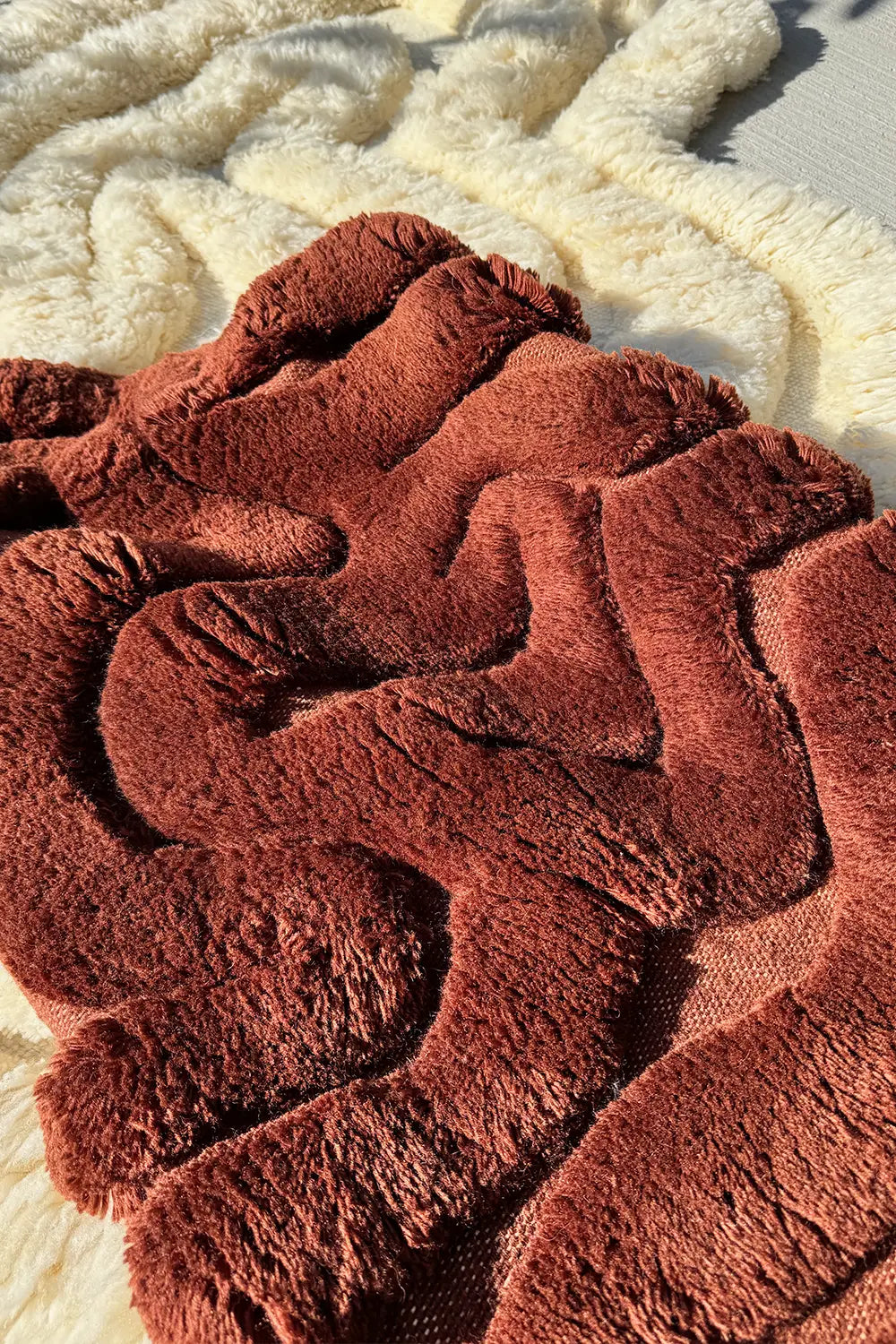 Rolling Tides Organic Shaped Shag Wool Rug