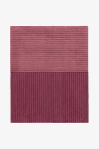Mauve and pink striped wool rug, modern textured rug for living rooms