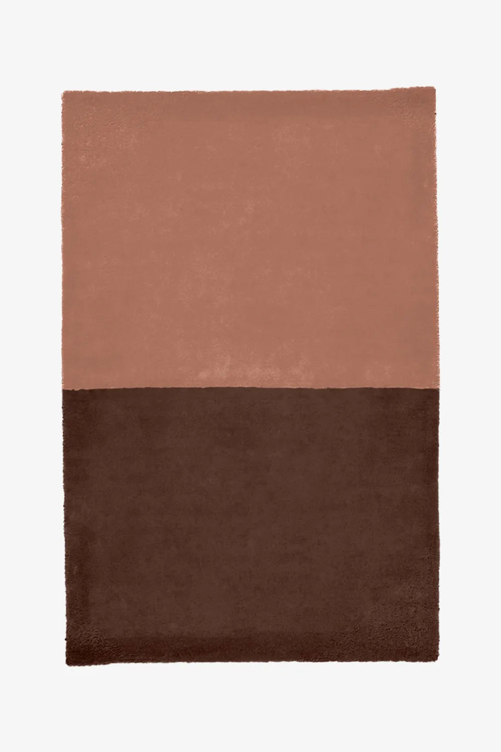 Warm brown and terracotta colorblock wool rug, cozy living room rug