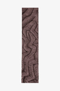2.5x8 brown sculptural shag runner rug with organic wavy carved texture and plush high-pile wool