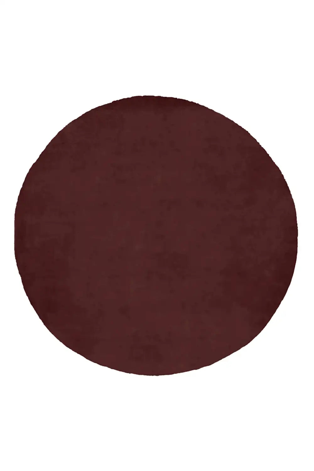 7 foot round brown wool rug in chocolate tone, hand-tufted and plush, great for cozy living spaces