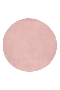 Small round blush pink wool rug, hand-tufted and perfect as a modern nursery or entryway rug
