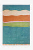 Stitched and Striped Teal Hand Tufted Wool Rug