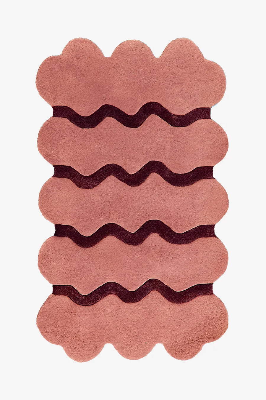 Neutral terracotta and brown ripple stripe wool rug, minimalist handmade 9x12 area rug