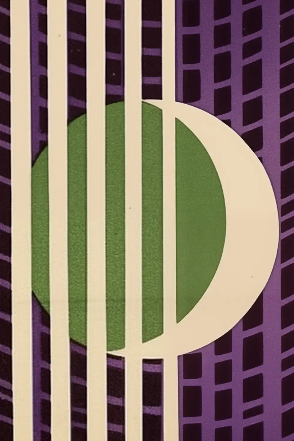 Geometric abstract art print with purple and green tones
