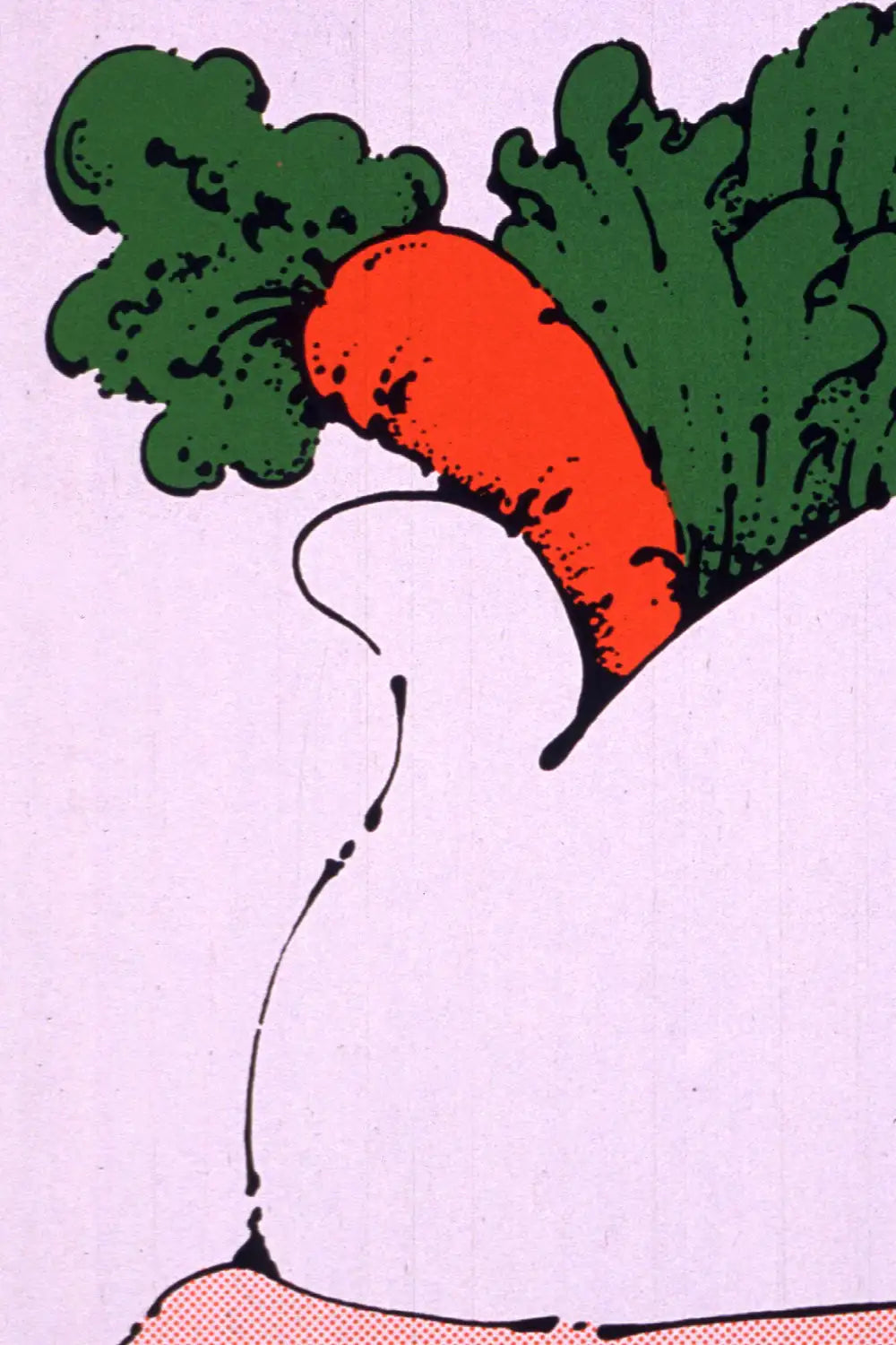 Bold graphic carrot print in vibrant orange and green
