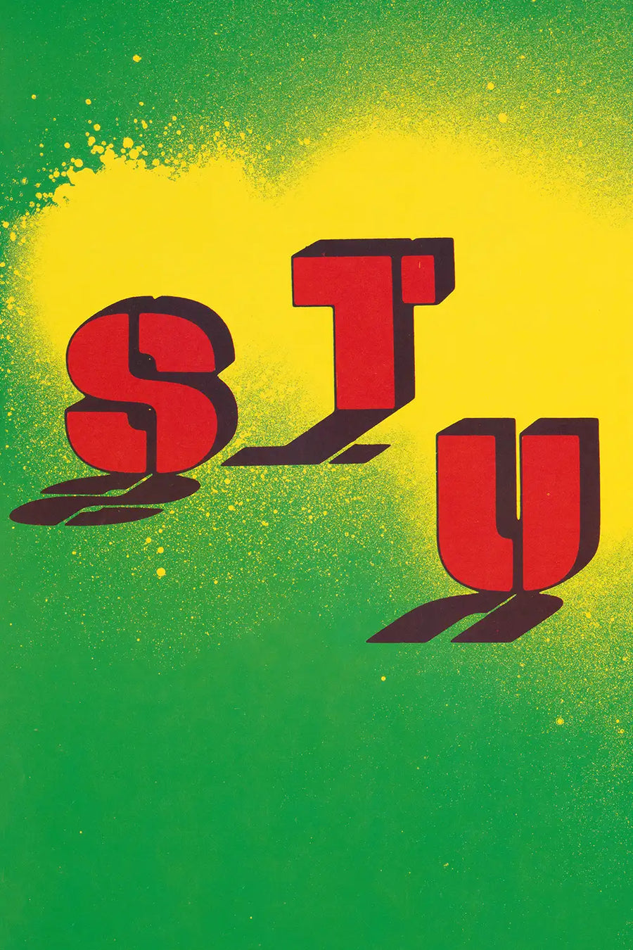 Vibrant green and yellow retro poster featuring dynamic lettering
