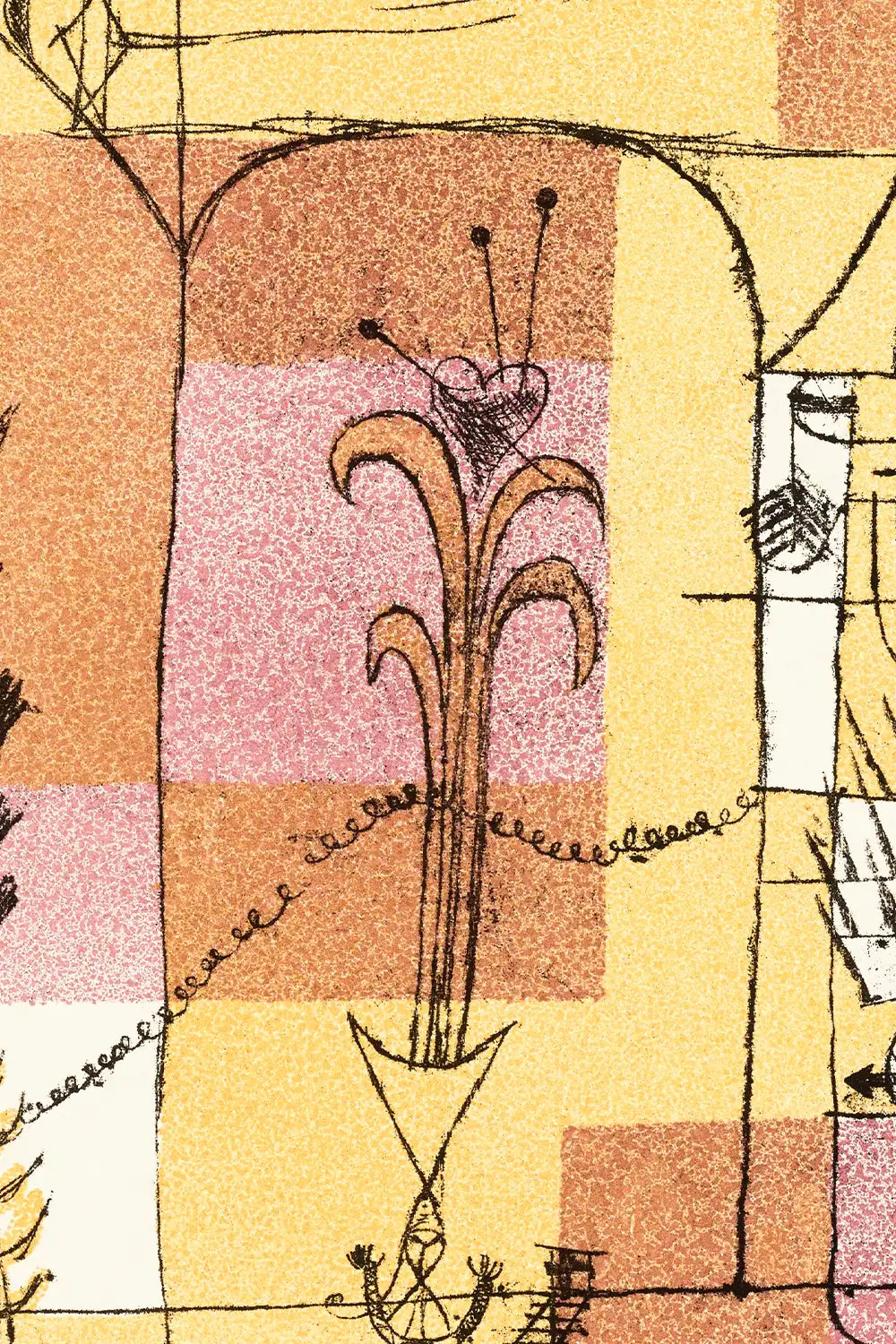 Vintage-style artwork with architectural and organic elements
