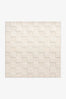 Soft Cream Checkered Hand Tufted Square Wool Rug
