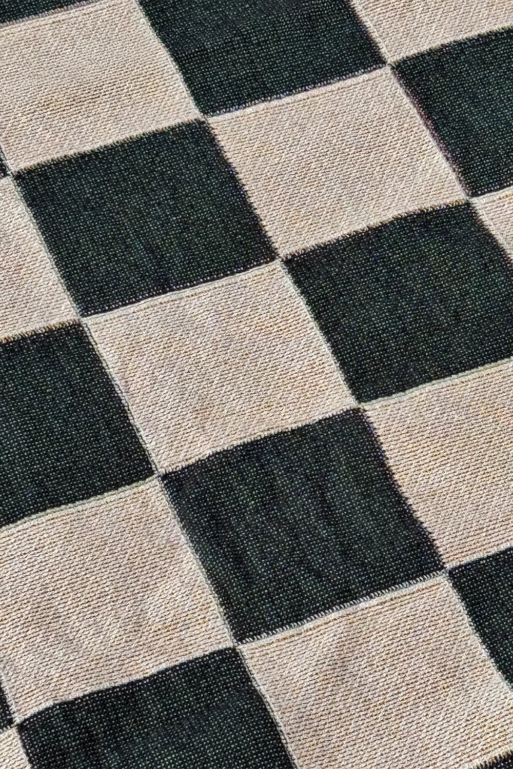 Black and White Checkered Cotton Woven Blanket