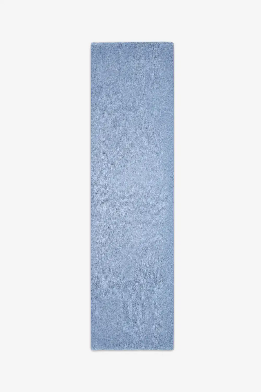 long light blue wool runner rug styled for 14 foot modern hallways or entryway rugs