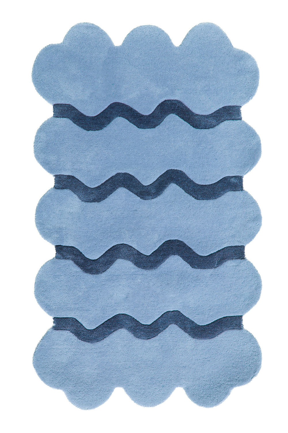 Sculpted Edge Hand Tufted Wool Rug in Blue by Jubi