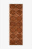 Brown Octagon Link Geometric Hand Knotted Wool Runner Rug
