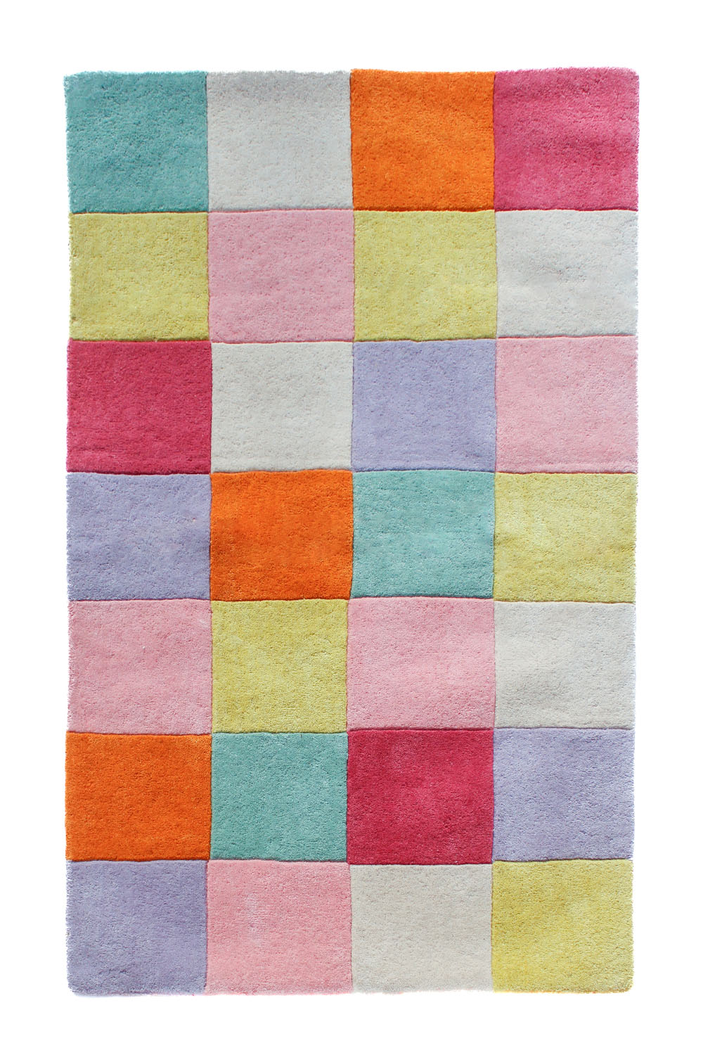 Colorful Checkered Hand Tufted Wool Rug in Vibrant Palette by Jubi