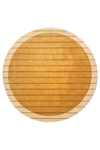6x6 round wool rug with a modern geometric gold design