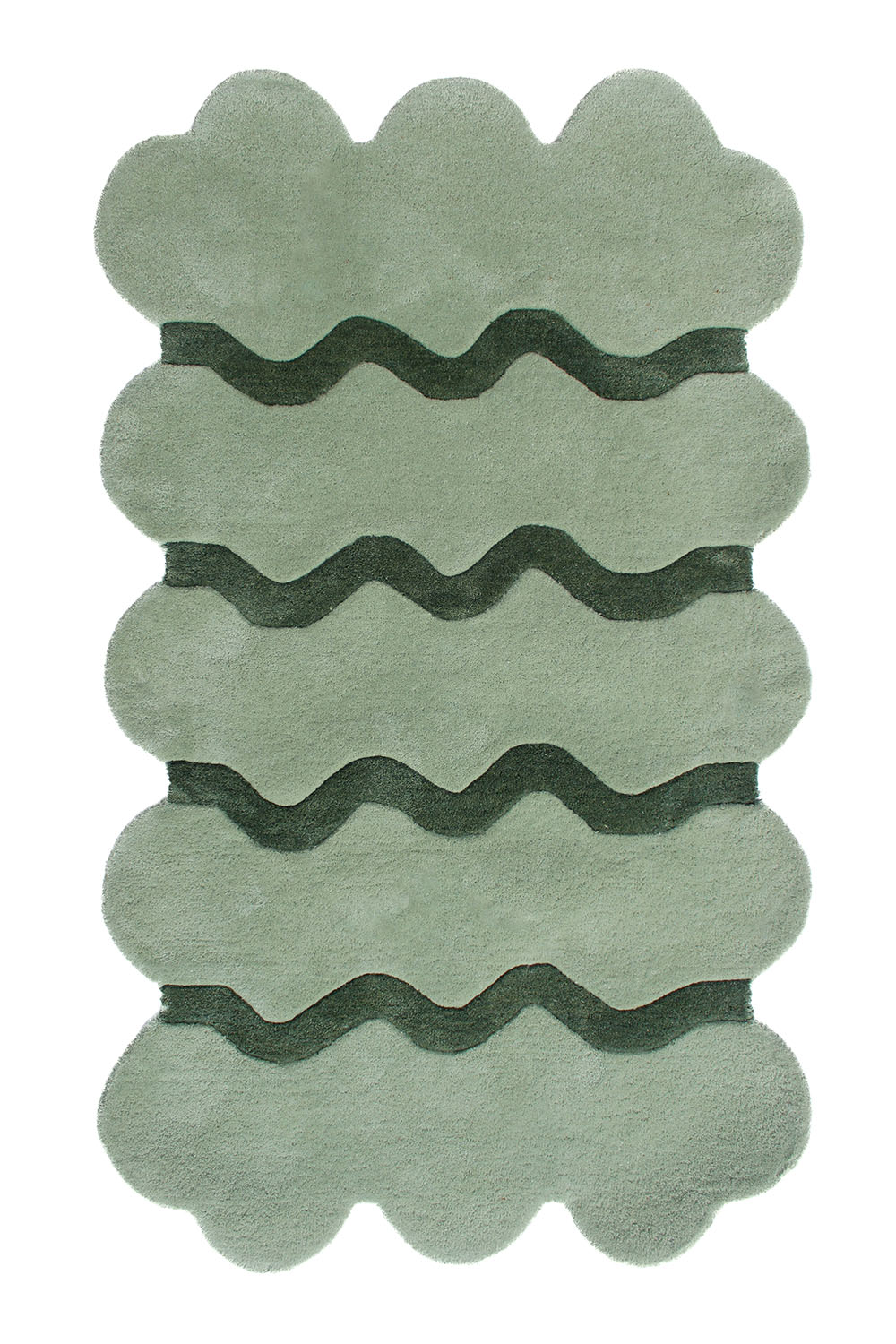 Sculpted Edge Hand Tufted Wool Rug in Green/Sage by Jubi