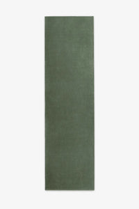 Earthy forest green runner rug ideal for long hallway runners or narrow kitchen islands, available in 2x8 and 12 ft runner rug options